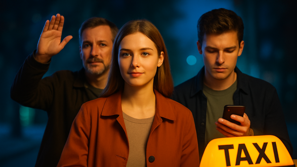 Diferencias entre coger un taxi en la calle, pedirlo por teléfono o mediante app, explicando ventajas, tiempos de espera, seguridad y en qué situaciones conviene más cada opción para el usuario cotidiano.