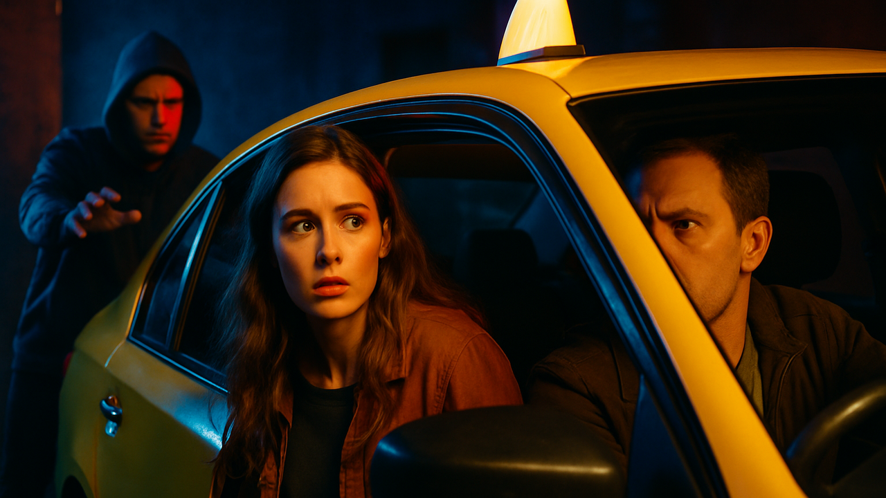 Narrar el caso de un taxi que sirvió de refugio improvisado para una persona que huía de una situación de acoso en la calle, destacando la rápida intervención del conductor.