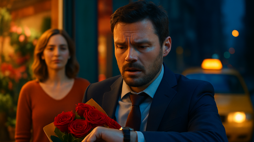 “Miró el reloj y supo que aún podía salvar San Valentín” Contexto (prompt): Crea un artículo y un guion de vídeo basados en una historia breve y cotidiana: un hombre llega tarde a casa por una reunión de última hora, justo el día de San Valentín. Había quedado con su mujer para celebrarlo en casa con una cena romántica que ella iba a preparar, y ella solo le pidió una cosa: “sé puntual”. Él mira el reloj, empieza a sudar y reacciona: cruza a la floristería de enfrente, decide rápido, sale y ve un taxi. En ese instante entiende que todavía puede llegar, arreglarlo y que el día, pese al caos, puede terminar bien. El tono debe ser emocional y cercano, con tensión ligera al principio y un cierre optimista.