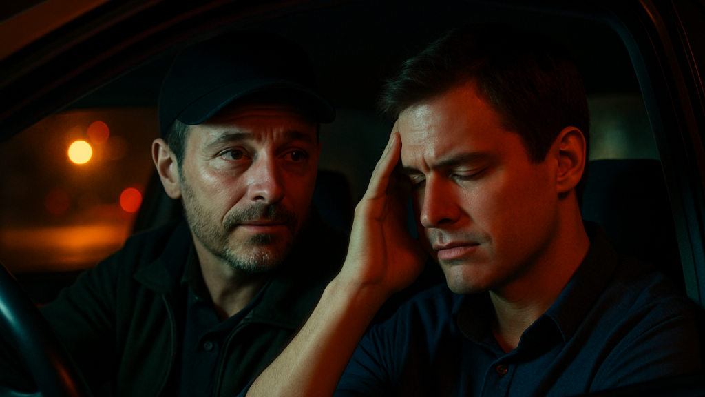 Describir la empatía de un taxista que percibe que su pasajero ha tenido un mal día y adapta la conversación, el tono o incluso el silencio para que el trayecto sea más llevadero.