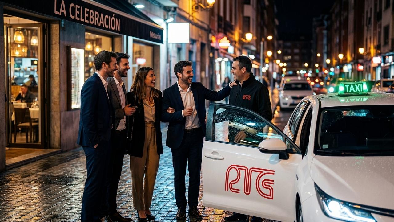 Título: Cenas, reencuentros y celebraciones: La tranquilidad de elegir una vuelta segura. Descripción: El contenido aborda la libertad de disfrutar plenamente de una comida o una noche de fiesta con amigos y familiares. Se centra en la tranquilidad mental que aporta saber, desde antes de salir de casa, que no habrá que preocuparse por turnos de conducción, controles en la carretera, ni por la responsabilidad de coger el coche tras haber disfrutado de la gastronomía y el ambiente de la ciudad.